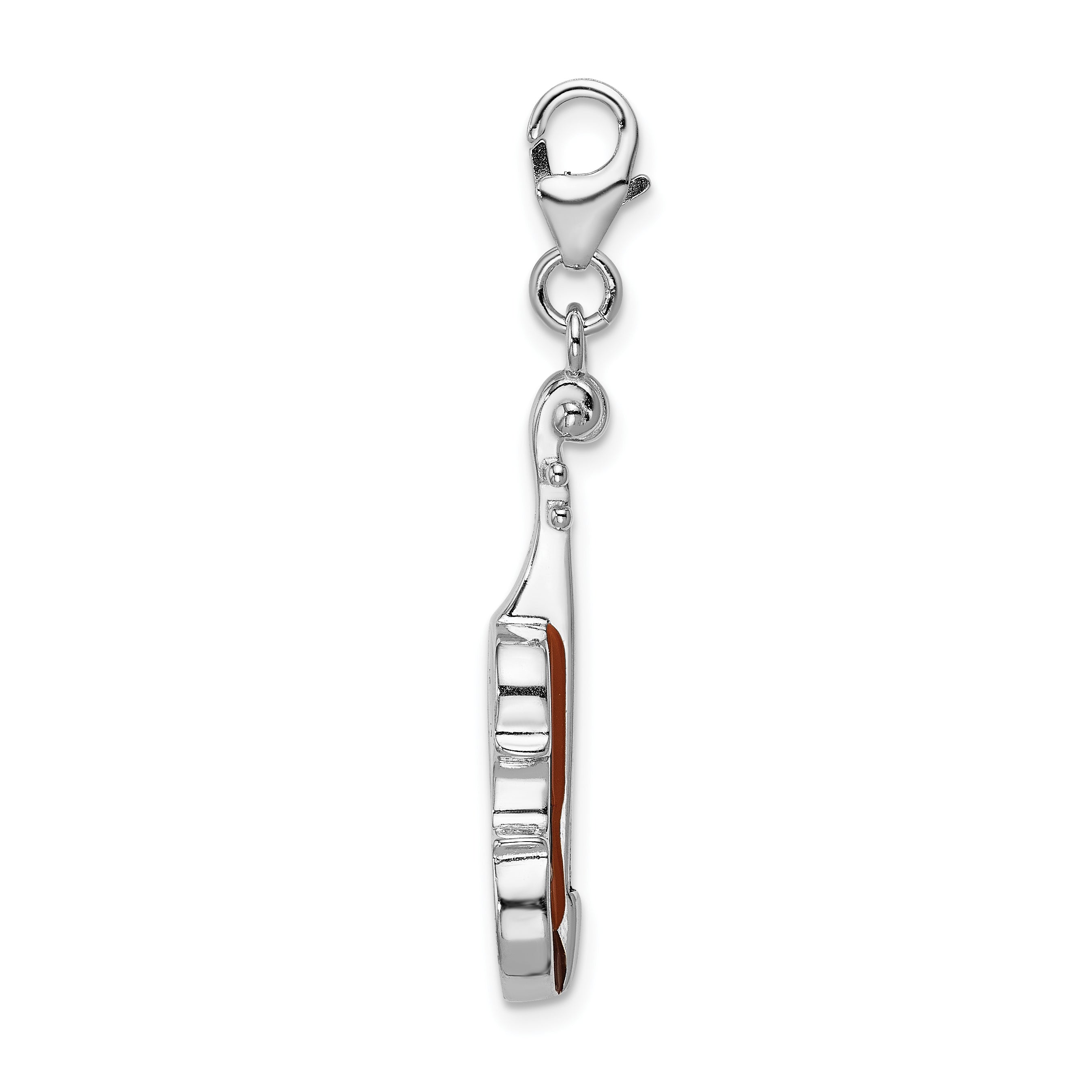 Sterling Silver Amore La Vita Rhodium-Plated Polished 3-D Enameled Viola Charm With Fancy Lobster Clasp