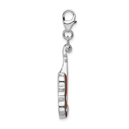 Sterling Silver Amore La Vita Rhodium-Plated Polished 3-D Enameled Viola Charm With Fancy Lobster Clasp