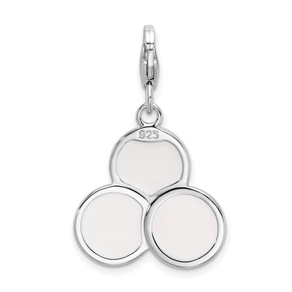 Sterling Silver Amore La Vita Rhodium-Plated Polished Enameled Casino Chips Charm With Fancy Lobster Clasp