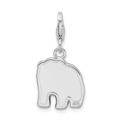 Sterling Silver Amore La Vita Rhodium-Plated Polished Enameled Panda Bear Charm With Fancy Lobster Clasp