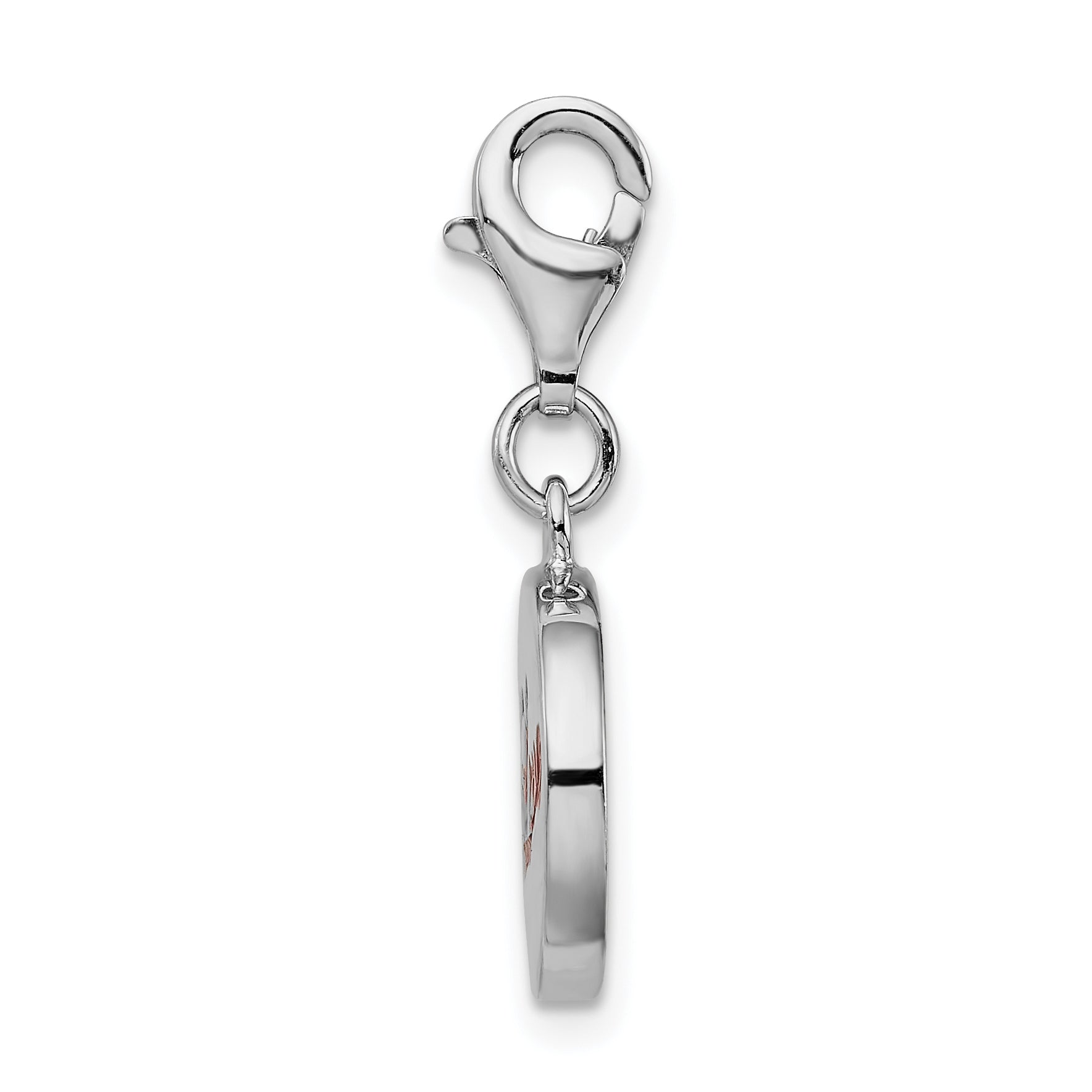 Sterling Silver Amore La Vita Rhodium-Plated Polished Enameled Love Charm With Fancy Lobster Clasp