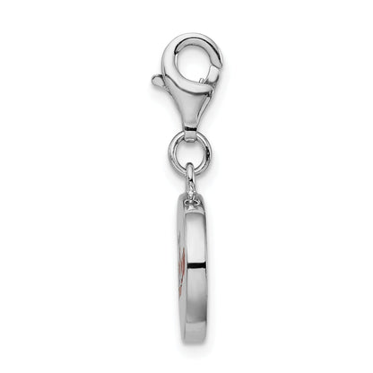 Sterling Silver Amore La Vita Rhodium-Plated Polished Enameled Love Charm With Fancy Lobster Clasp