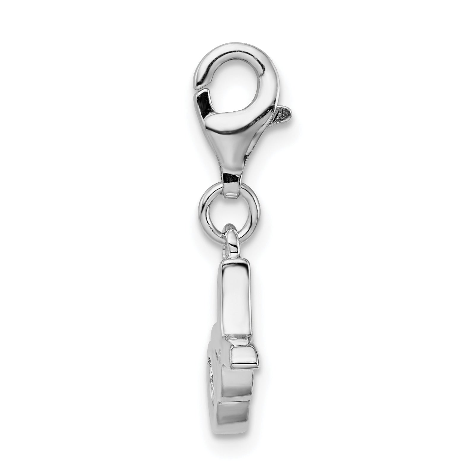 Sterling Silver Amore La Vita Rhodium-Plated Polished Xo Charm With Fancy Lobster Clasp