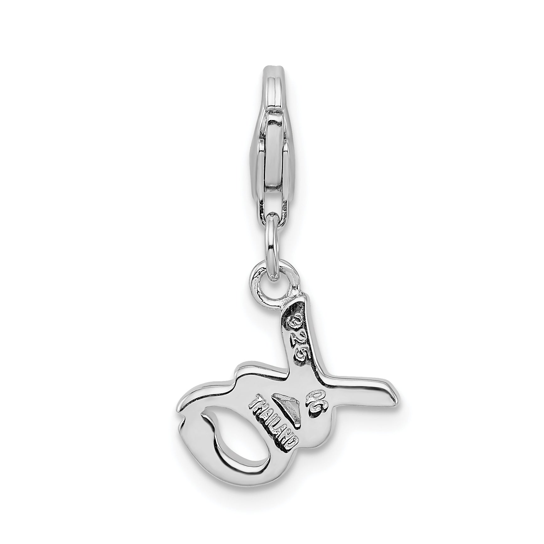 Sterling Silver Amore La Vita Rhodium-Plated Polished Xo Charm With Fancy Lobster Clasp