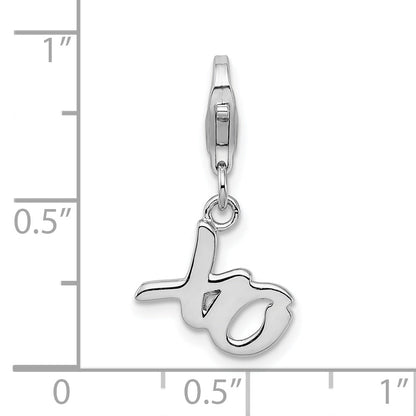 Sterling Silver Amore La Vita Rhodium-Plated Polished Xo Charm With Fancy Lobster Clasp