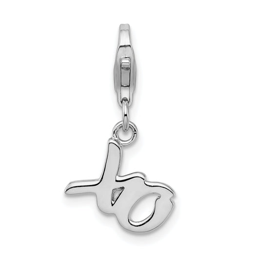 Sterling Silver Amore La Vita Rhodium-Plated Polished Xo Charm With Fancy Lobster Clasp