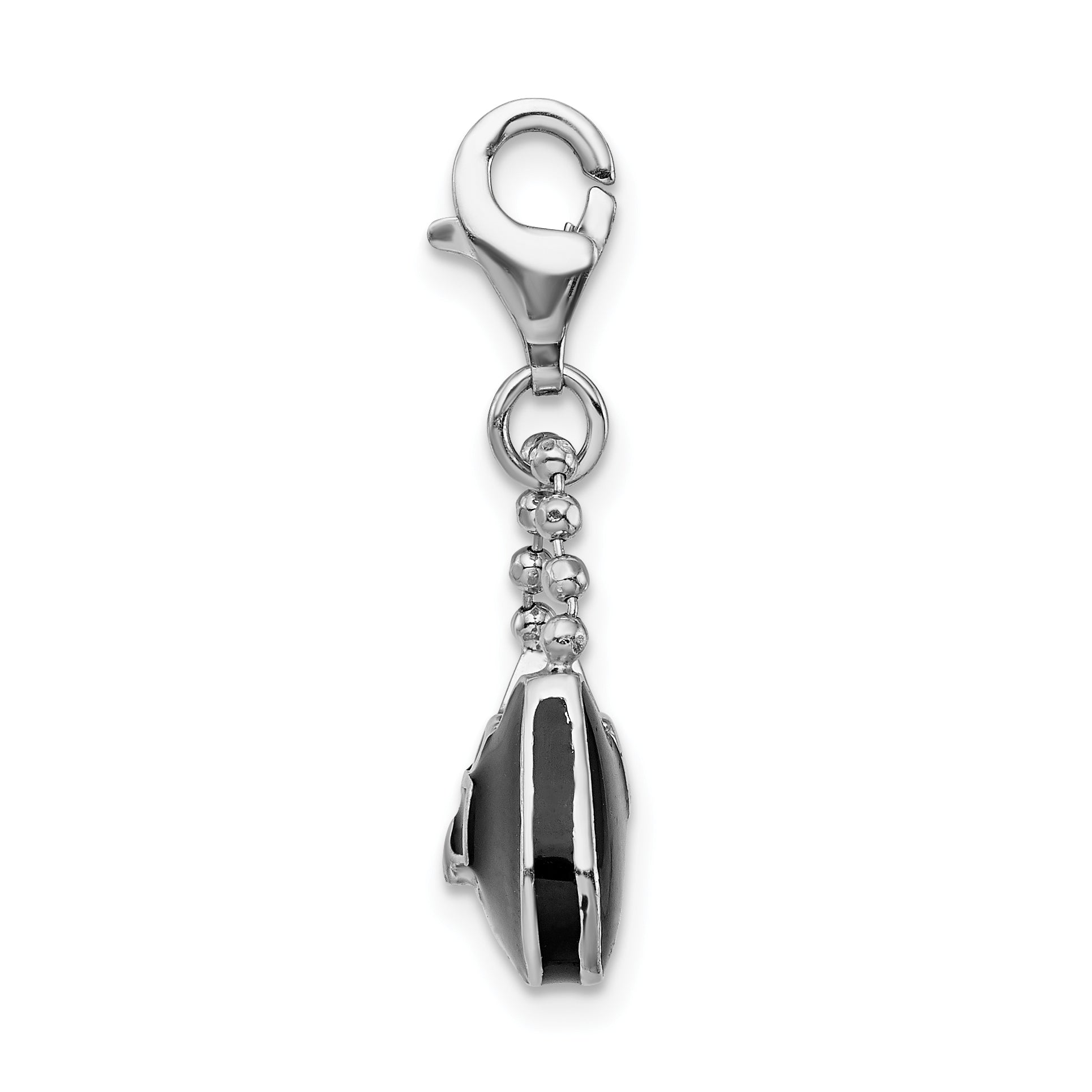 Sterling Silver Amore La Vita Rhodium-Plated Polished 3-D Enameled Purse Charm With Fancy Lobster Clasp