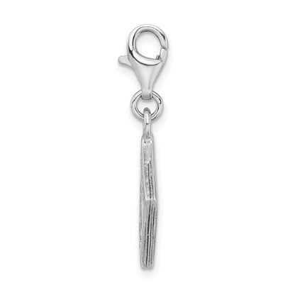 Sterling Silver Amore La Vita Rhodium-Plated Polished 3-D Passport Charm With Fancy Lobster Clasp