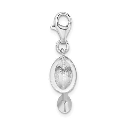 Sterling Silver Amore La Vita Rhodium-Plated Polished 3-D Cz Martini Glass Charm With Fancy Lobster Clasp