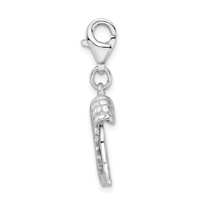 Sterling Silver Amore La Vita Rhodium-Plated Polished 3-D Wings Charm With Fancy Lobster Clasp