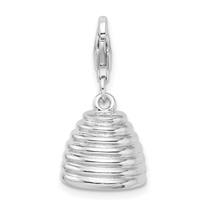 Sterling Silver Amore La Vita Rhodium-Plated And Gold-Plated Polished 3-D Beehive Charm With Fancy Lobster Clasp