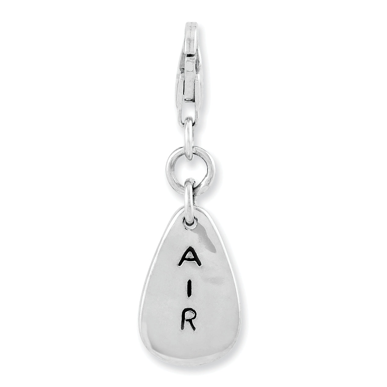 Sterling Silver Amore La Vita Rhodium-Plated Polished Air Symbol Charm With Fancy Lobster Clasp