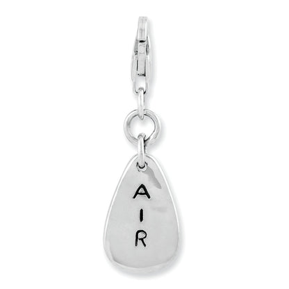 Sterling Silver Amore La Vita Rhodium-Plated Polished Air Symbol Charm With Fancy Lobster Clasp
