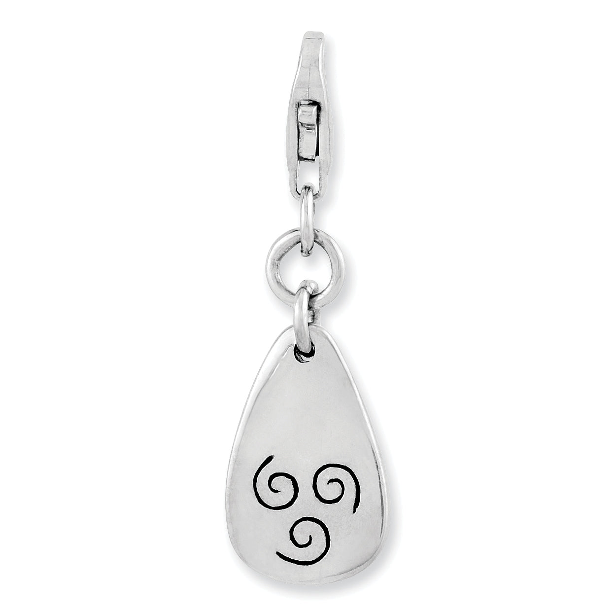 Sterling Silver Amore La Vita Rhodium-Plated Polished Air Symbol Charm With Fancy Lobster Clasp