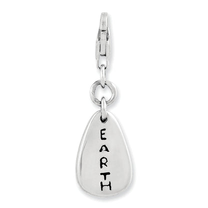Sterling Silver Amore La Vita Rhodium-Plated Polished Earth Symbol Charm With Fancy Lobster Clasp