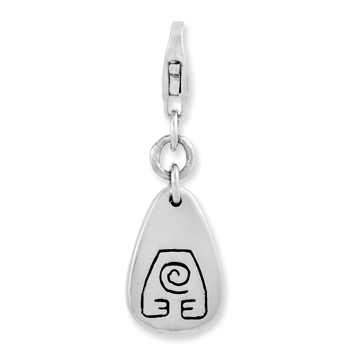 Sterling Silver Amore La Vita Rhodium-Plated Polished Earth Symbol Charm With Fancy Lobster Clasp
