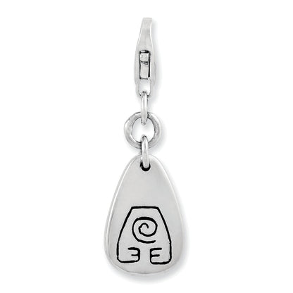 Sterling Silver Amore La Vita Rhodium-Plated Polished Earth Symbol Charm With Fancy Lobster Clasp