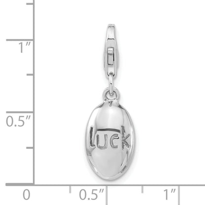 Sterling Silver Rhodium-Plated Polished Luck Oval W/Lobster Clasp Charm