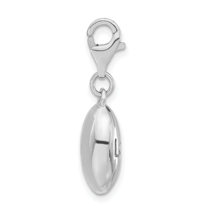 Sterling Silver Rhodium-Plated Polished Love Oval W/Lobster Clasp Charm