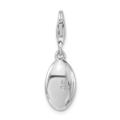 Sterling Silver Rhodium-Plated Polished Love Oval W/Lobster Clasp Charm