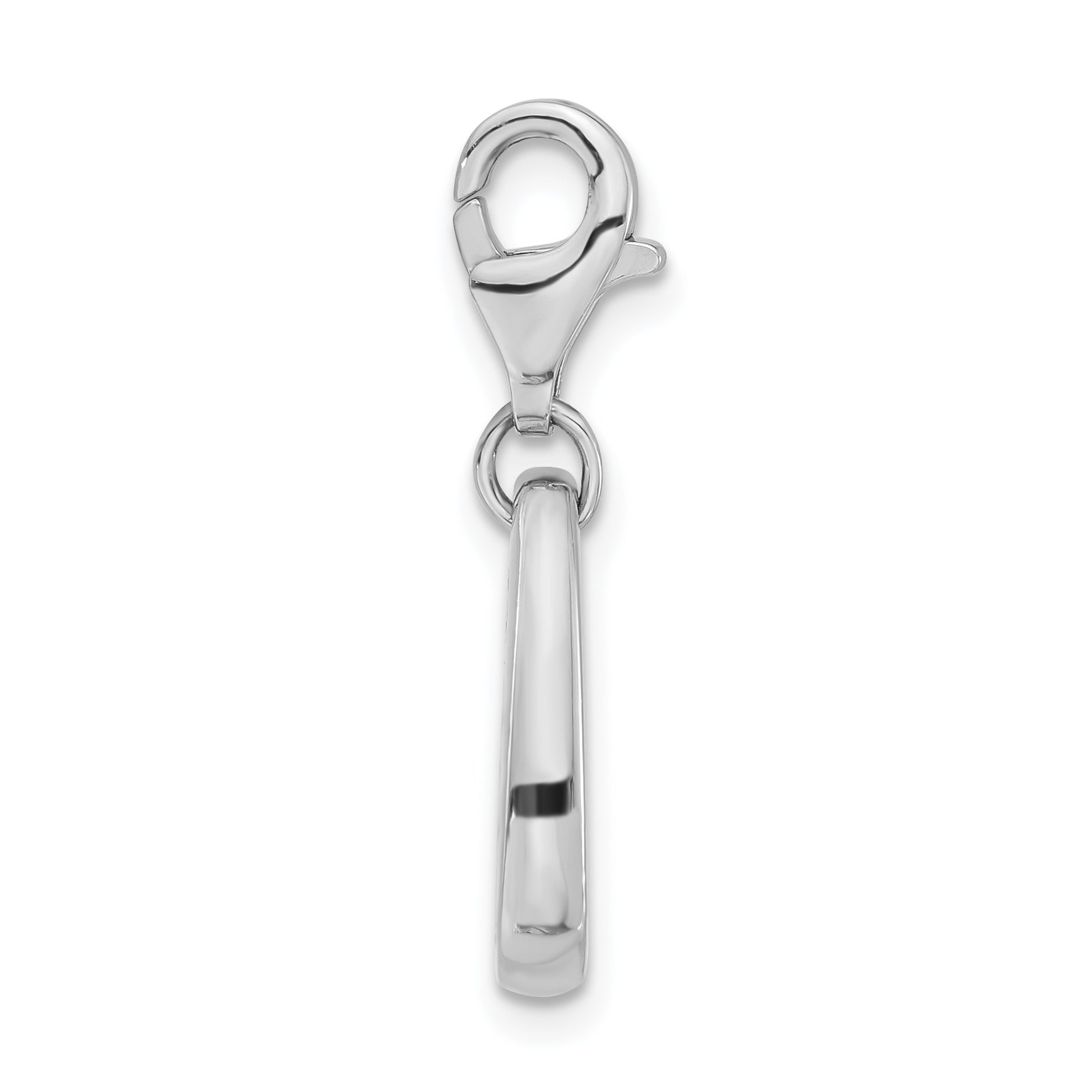 Sterling Silver Rhodium-Plated Polished & Antiqued Fire Symbol W/Lobster Clasp Charm