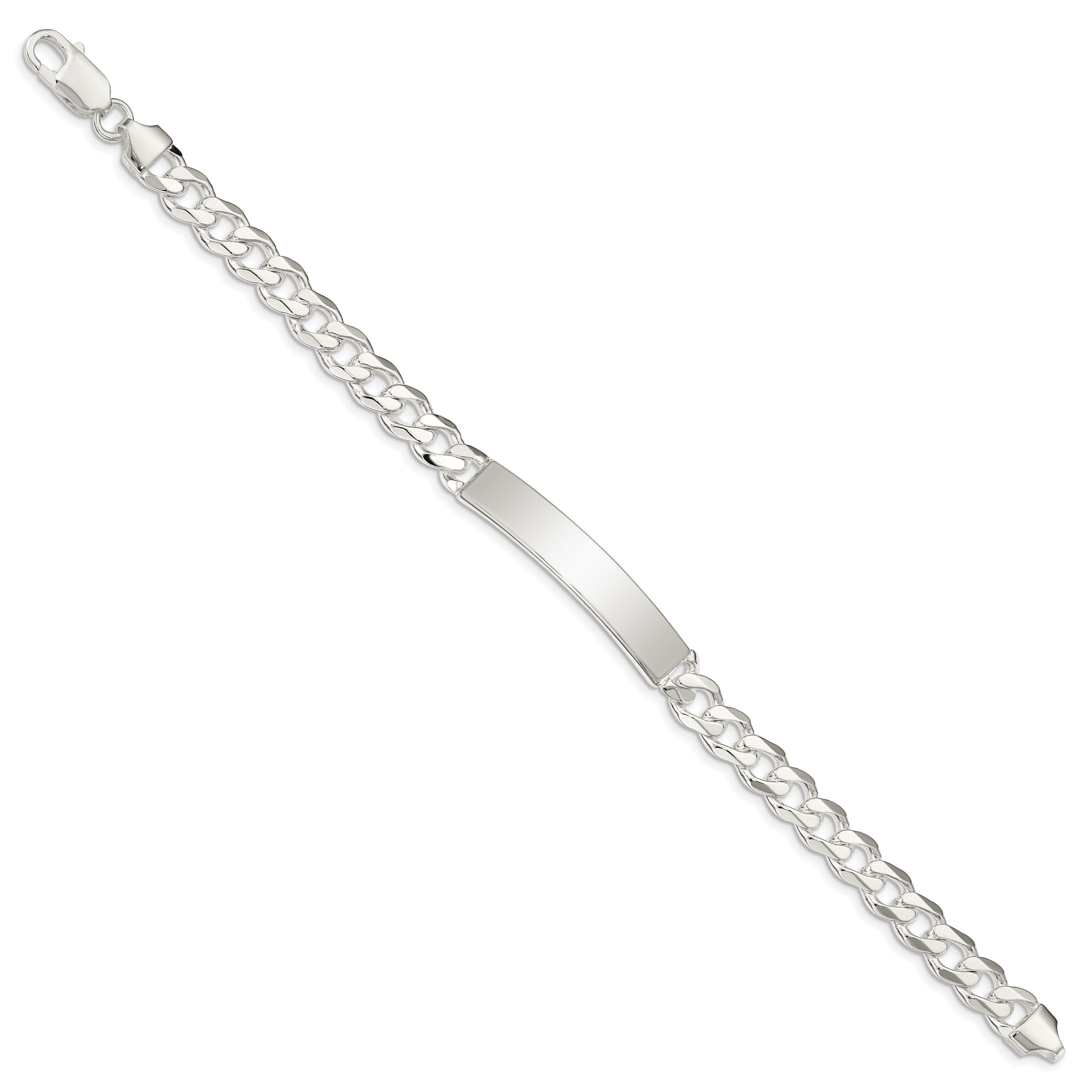 8 Inch Sterling Silver Curb Link Id Bracelet