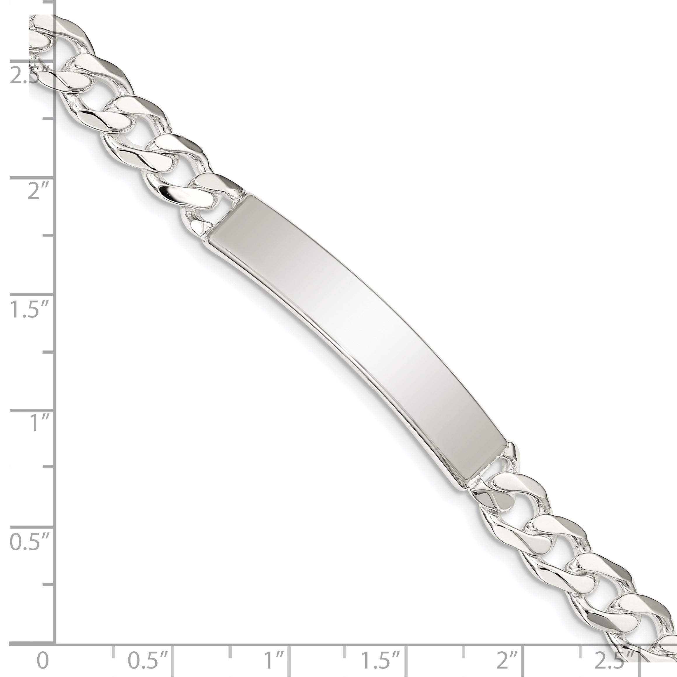 8 Inch Sterling Silver Curb Link Id Bracelet