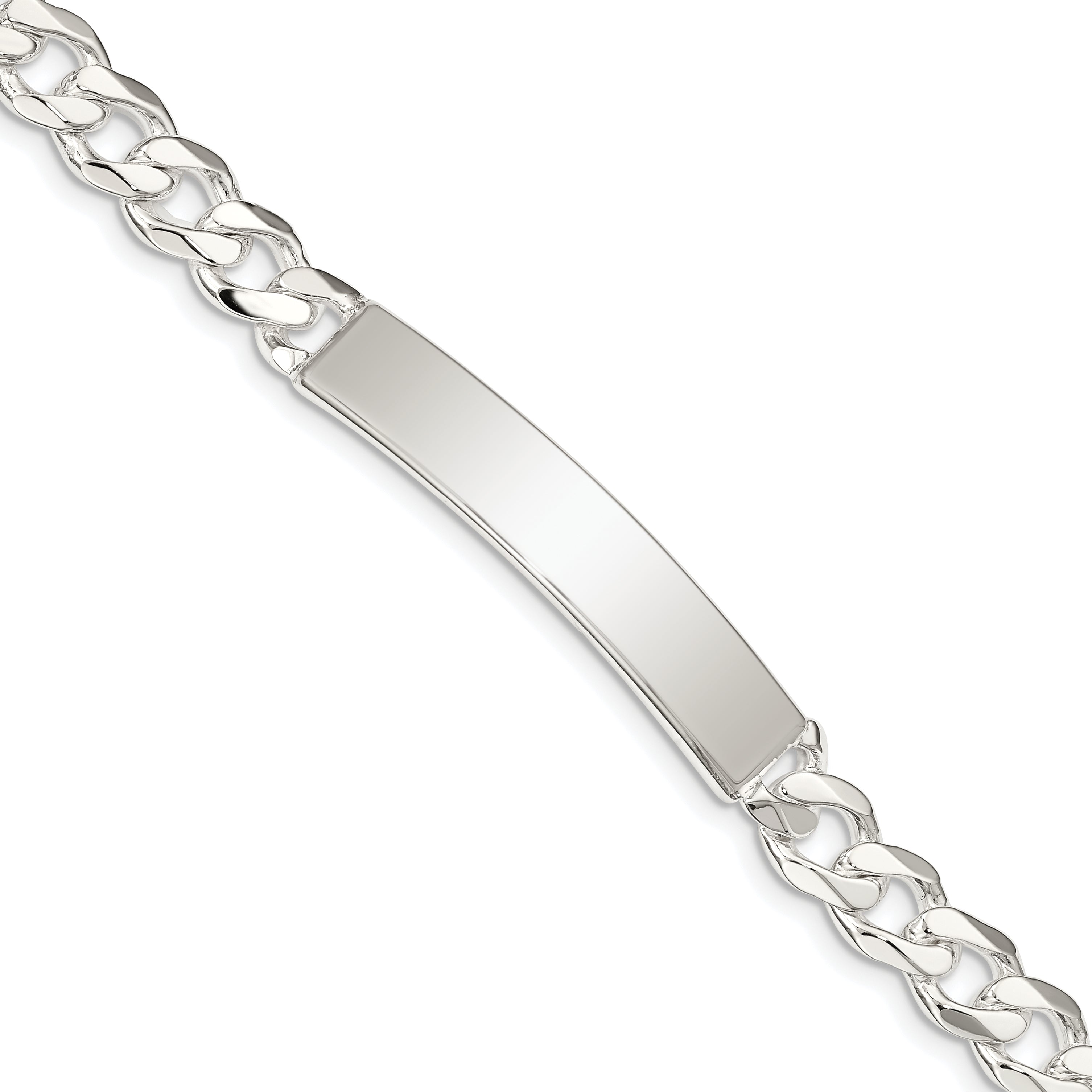 8 Inch Sterling Silver Curb Link Id Bracelet