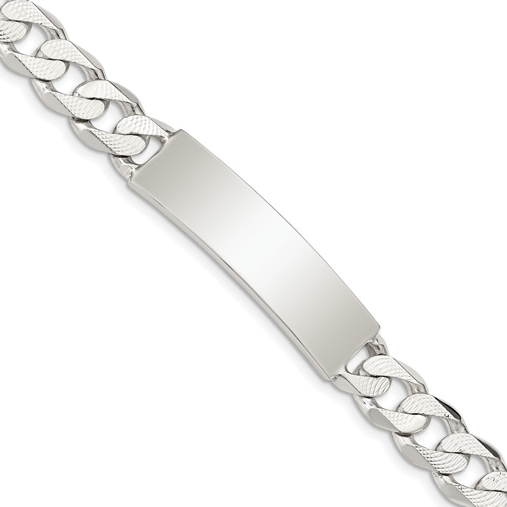 8 Inch Sterling Silver Polished Engraveable Patterned Curb Link Id Bracelet