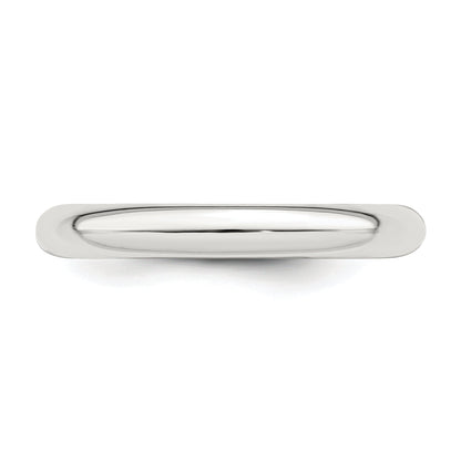 Sterling Silver Rhodium-Plated 3mm Comfort Fit Band
