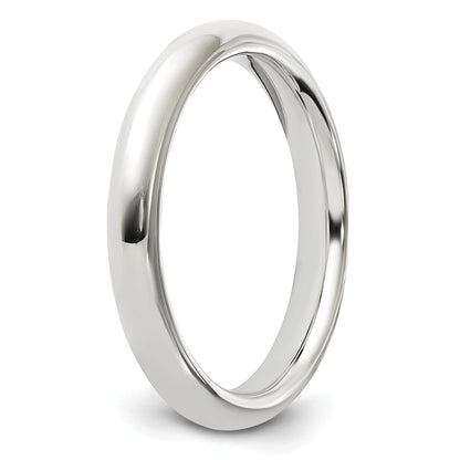 Sterling Silver Rhodium-Plated 3mm Comfort Fit Band
