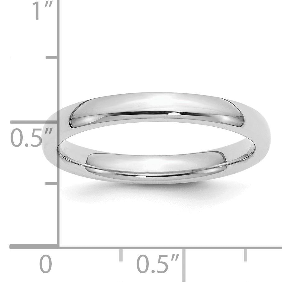 Sterling Silver Rhodium-Plated 3mm Comfort Fit Band