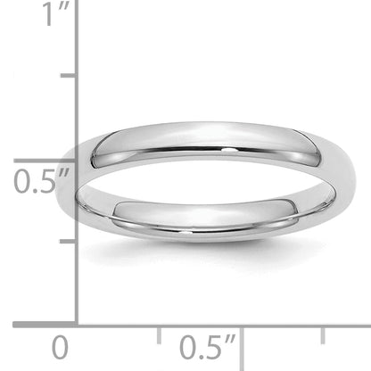 Sterling Silver Rhodium-Plated 3mm Comfort Fit Band