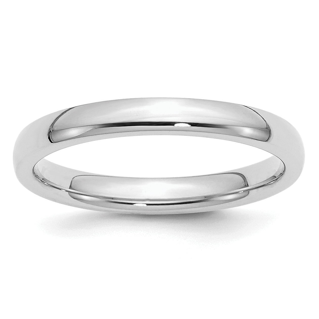 Sterling Silver Rhodium-Plated 3mm Comfort Fit Band