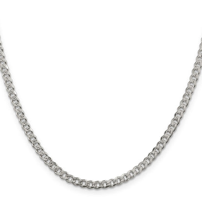 26 Inch Sterling Silver 3.8mm Pav Curb Chain Necklace
