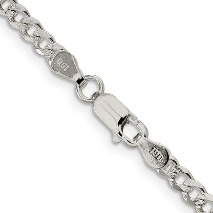 30 Inch Sterling Silver 3.8mm Pav Curb Chain Necklace