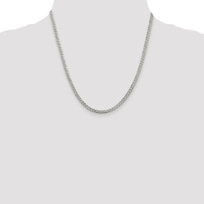20 Inch Sterling Silver 3.8mm Pav Curb Chain Necklace