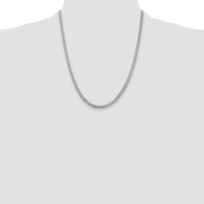 22 Inch Sterling Silver 3.8mm Pav Curb Chain Necklace