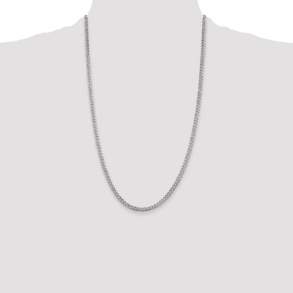 26 Inch Sterling Silver 3.8mm Pav Curb Chain Necklace