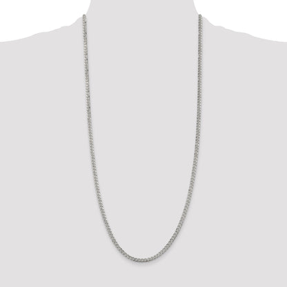30 Inch Sterling Silver 3.8mm Pav Curb Chain Necklace