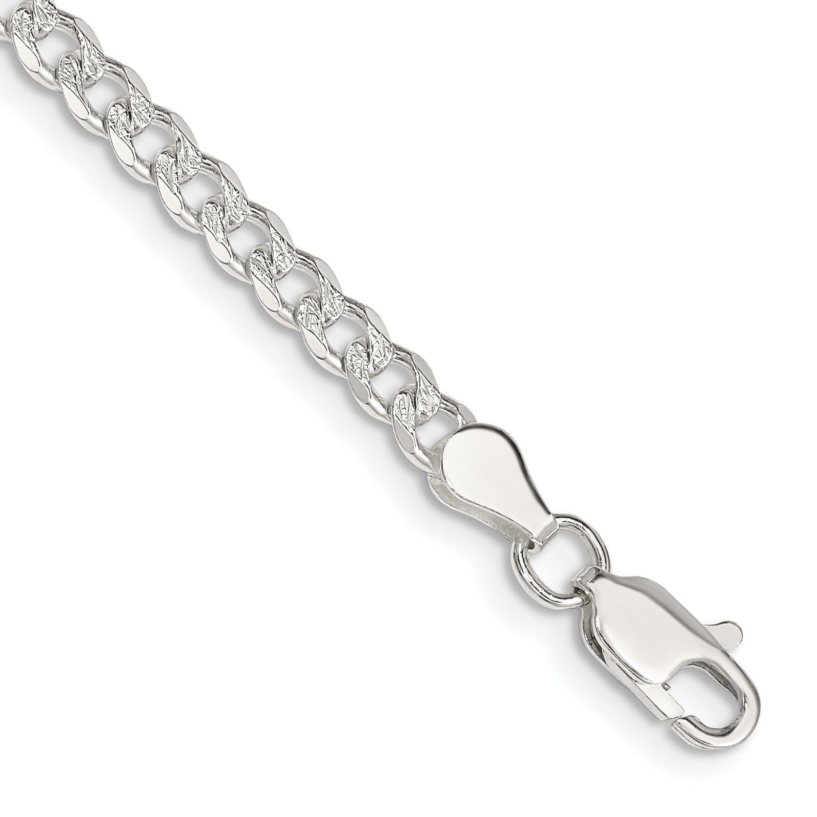 8 Inch Sterling Silver 3.8mm Pav Curb Chain Bracelet