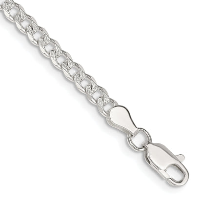 8 Inch Sterling Silver 3.8mm Pav Curb Chain Bracelet