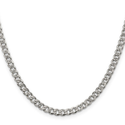 30 Inch Sterling Silver 4.5mm Pave Curb Chain Necklace