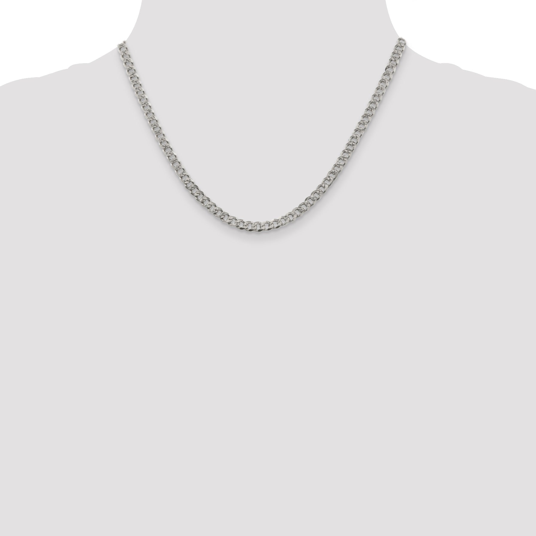18 Inch Sterling Silver 4.5mm Pav Curb Chain Necklace