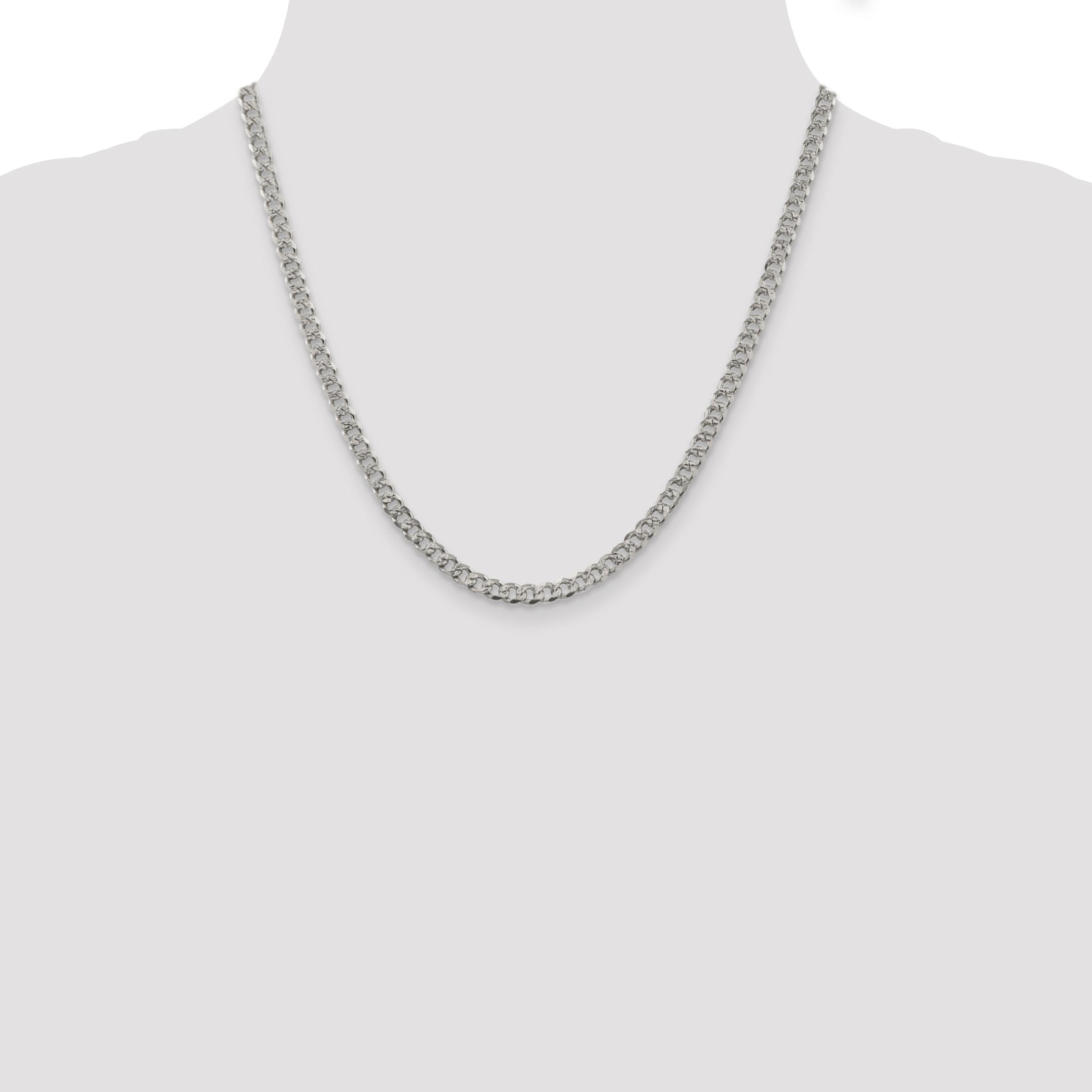 20 Inch Sterling Silver 4.5mm Pav Curb Chain Necklace