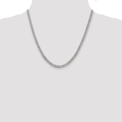 20 Inch Sterling Silver 4.5mm Pav Curb Chain Necklace