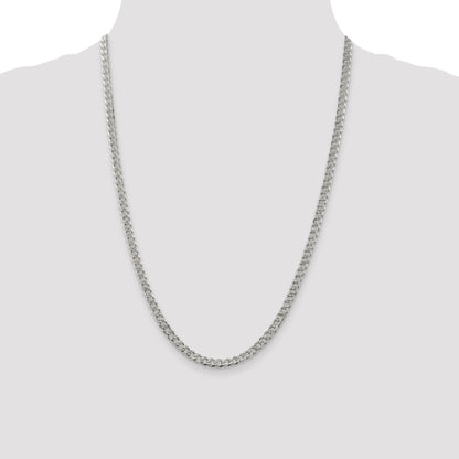 24 Inch Sterling Silver 4.5mm Pav Curb Chain Necklace