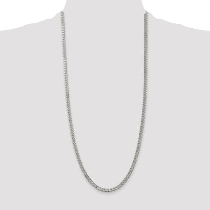 30 Inch Sterling Silver 4.5mm Pave Curb Chain Necklace