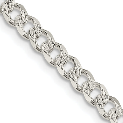 24 Inch Sterling Silver 4.5mm Pav Curb Chain Necklace