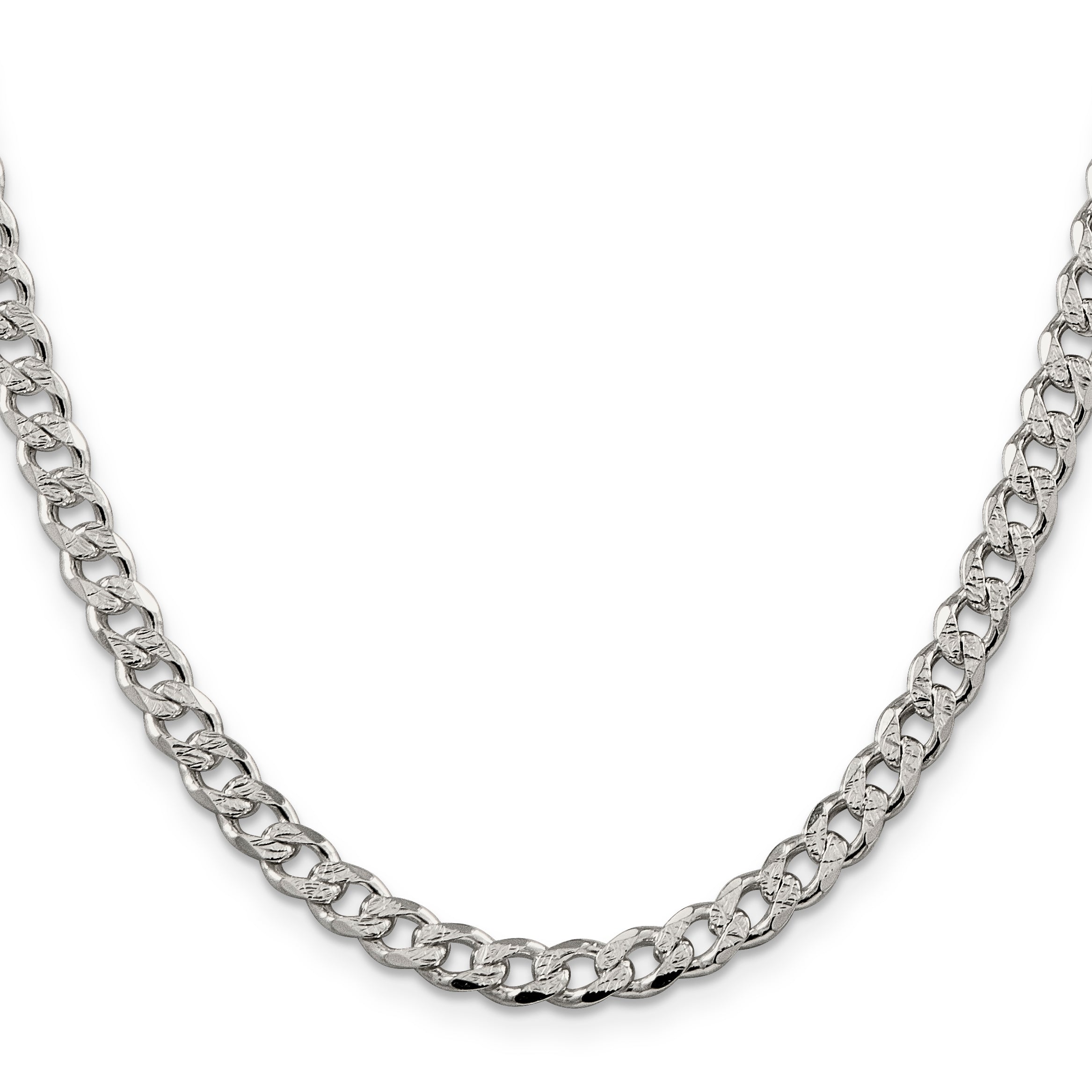 18 Inch Sterling Silver 5.5mm Pav Curb Chain Necklace